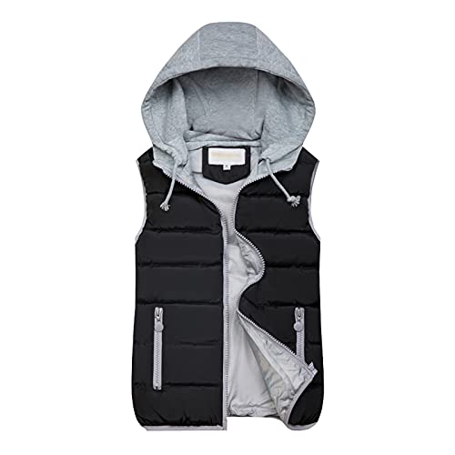 TRIGLICOLEUM Damen Steppweste Mode Ärmellose Kapuzenweste Winter Warme Winterjacke Baumwoll Winterweste Große Größen Wintermantel Reißverschluss Weste Jacke Locker Übergangsjacke Mantel 3XL von TRIGLICOLEUM