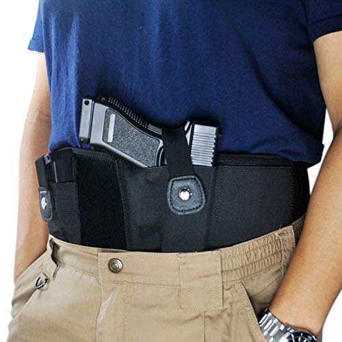 TRIROCK Tactical Concealed Carry Belly Band Holster w/Magazine Pouch for Pistols/Revolvers - for Women and Men - Outside/Inside The Waistband Carry (OWB/IWB) - Right Handed von TRIROCK