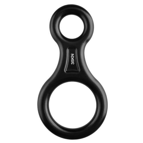 TRIWONDER 35kN Abseilachter, Abseilgerät Klettern 8 Descender für Seildurchmesser 8-13 mm (【35kN】 Schwarz) von TRIWONDER