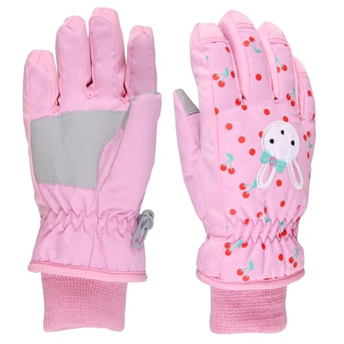 TRIWONDER Kinder Skihandschuhe, Winter Handschuhe, Kalt Wetter Handschuhe für Junge und Mädchen (Rosa, L (9-13 Jahre alt)) von TRIWONDER