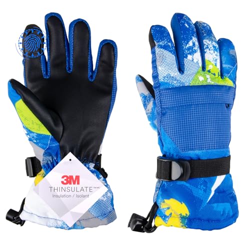 TRIWONDER Kinder Skihandschuhe, Winterhandschuhe, Kalt Wetter Handschuhe für Junge und Mädchen 7-13 Jahre alt (Blau, S (9-13 Jahre alt)) von TRIWONDER