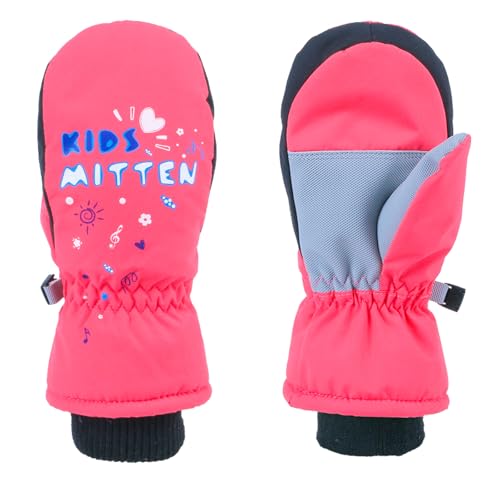 TRIWONDER Fäustlinge für Kinder, atmungsaktiv und Winddicht, Skihandschuhe Thermo Winterhandschuhe für Jungen und Mädchen (Rosenrot, S (7-9 Jahre alt)) von TRIWONDER