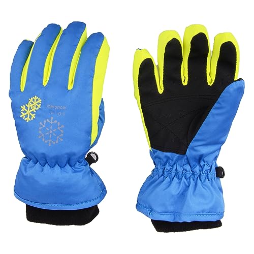 TRIWONDER Thermal Fleece Skihandschuhe Snowboard Handschuhe wasserdichte warme Winterhandschuhe für Kinder (blau, M (9-12 Jahre)) von TRIWONDER