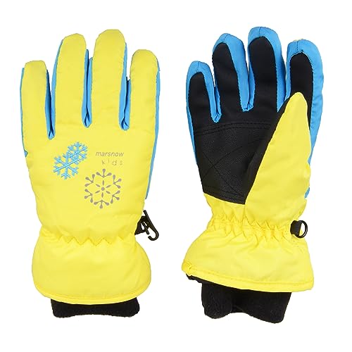 TRIWONDER Thermal Fleece Skihandschuhe Snowboard Handschuhe wasserdichte warme Winterhandschuhe für Kinder (gelb, M (9-12 Jahre)) von TRIWONDER