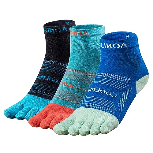 TRIWONDER Zehensocken Herren Damen Fünf Finger Socken Laufsocken Atmungsaktiv Sport Socken zum Sport Jogging Running 3 Paar (Blau + Hellblau + Schwarz, L) von TRIWONDER