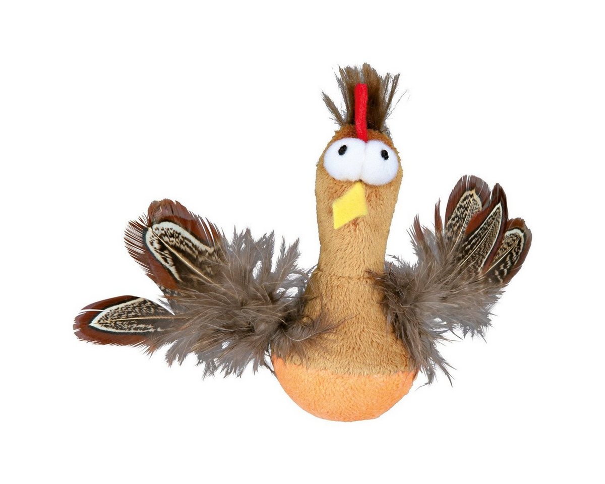 TRIXIE Tier-Beschäftigungsspielzeug Steh-auf-Huhn mit Federn und Sound von TRIXIE