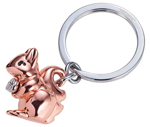 TROIKA Schlüsselanhänger Eichhörnchen A-HÖRNCHEN mit Original Troika Schlüsselring – Metallguss – verchromt – rose-gold - in Geschenkverpackung von TROIKA