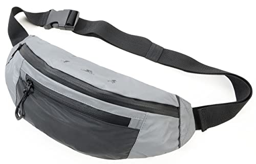 Troika Reflactive Bag Gürteltasche mit 3 Reißverschlussfächern aus Polyester in der Farbe Schwarz-Grau, 38cm, BLB03/GY von TROIKA