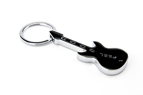 TROIKA Schlüsselanhänger I FEEL GOOD - KR9-02/BK - Gitarre mit Schriftzug 'I FEEL GOOD' - Musik, Instrument, Gitarre - schwaz / silber - Metall / Emaille - das Original von TROIKA von TROIKA