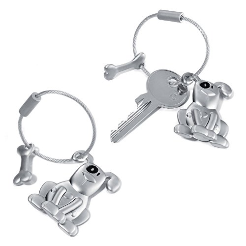 TROIKA Schlüsselanhänger PETE - KR10-2/MA - 3D-Metallguss, matt verchromt - Schlüsselanhänger "Hund mit Knochen" - das Original von TROIKA von TROIKA