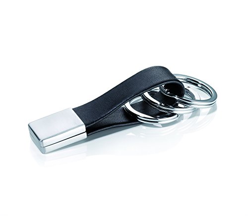 TROIKA TWISTER SCHLÜSSELHALTER - KRG649/LE - Lederschlaufe, braun - schwarzes Leder/Metall - Schlüsselanhänger mit 3 Schlüsselringen - praktischer "Twist-Verschluss" - das Original von TROIKA von TROIKA