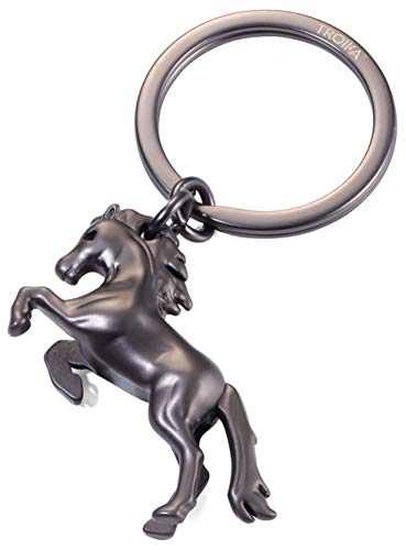 TROIKA Wild Horse Schlüsselanhänger im Pferde-Motiv aus Metallguss in der Farbe Schwarz-Matt, für Liebhaber von schnellen Autos (Mustang) und Pferden, KR21-02/GM Gunmetal von TROIKA