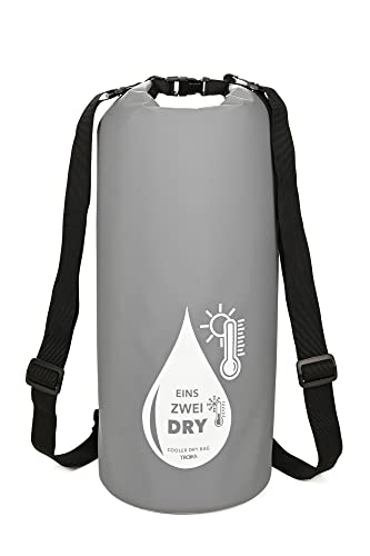 Troika Outdoor Rucksack mit Kühlfunktion und Roll-Top 1-2 Dry Bag aus Polyester in der Farbe Grau, RUC03/GY von TROIKA