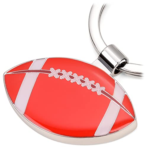 Troika Schlüsselanhänger mit Football-Anhänger aus Metall in der Farbe Silber-Rot, KR22-10/CH von TROIKA