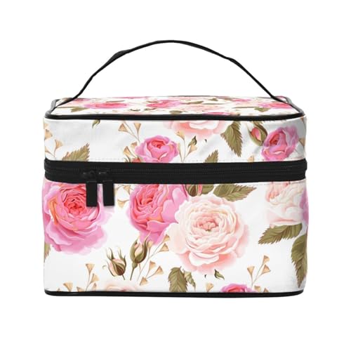 Blumenblume Rose Pink, Make-up-Tasche, Kosmetiktasche, tragbare Reise-Kulturtasche, Federmäppchen von TRUIGYN