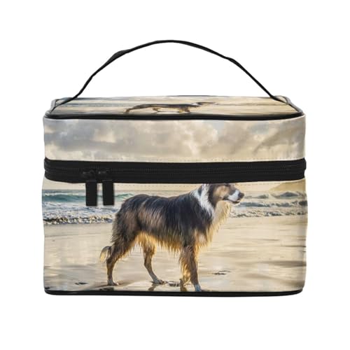 Border Collie Sea Sky Dog, Make-up-Tasche, Kosmetiktasche, tragbare Reise-Kulturtasche, Federmäppchen von TRUIGYN