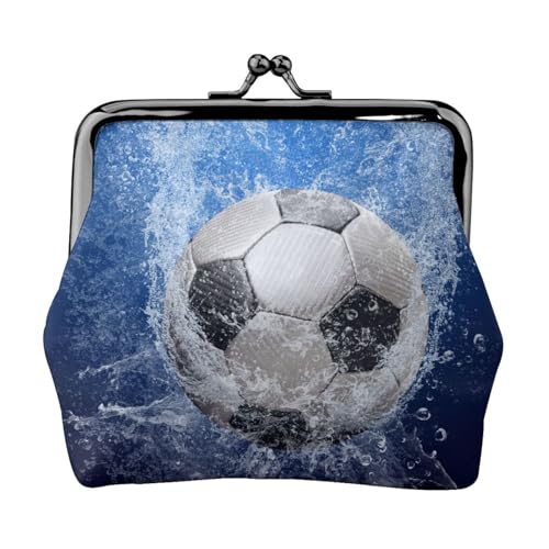 Fußball mit Wasserdruck, Leder-Geldbörsen, Geldbörsen, Leder-Wechseltasche mit Kussverschluss-Schnalle von TRUIGYN