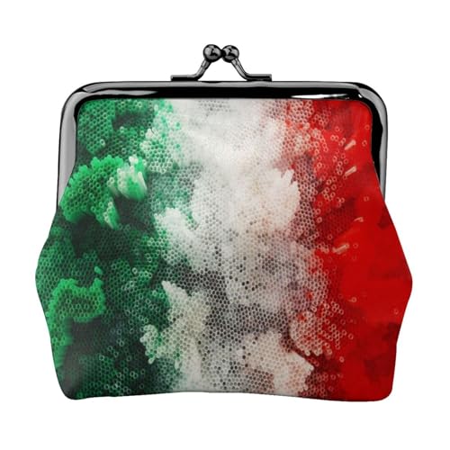 Italien Flagge, Leder-Geldbörsen, Geldbörsen, Leder-Wechseltasche mit Kussverschluss-Schnalle von TRUIGYN