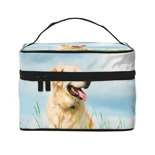 Niedlicher Labrador-Hund Bedruckt, Make-up-Tasche, Kosmetiktasche, tragbare Reise-Kulturtasche, Federmäppchen von TRUIGYN