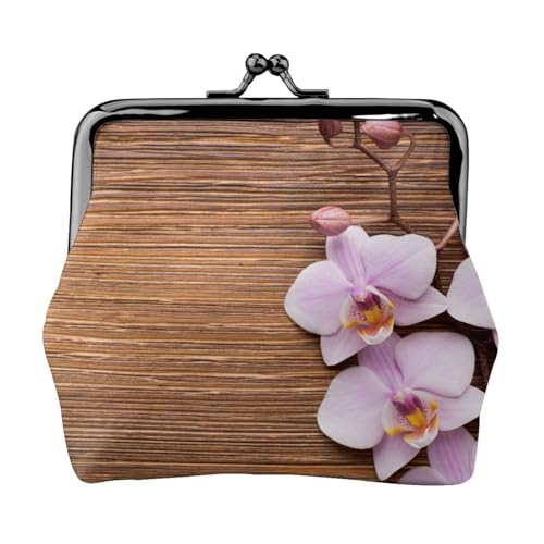 Orchidee, Leder-Geldbörsen, Geldbörsen, Leder-Wechseltasche mit Kussverschluss-Schnalle von TRUIGYN