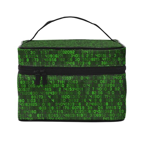 Programmierer grüner dezimaler Computercode, Make-up-Tasche, Kosmetiktasche, tragbare Reise-Kulturtasche, Federmäppchen von TRUIGYN