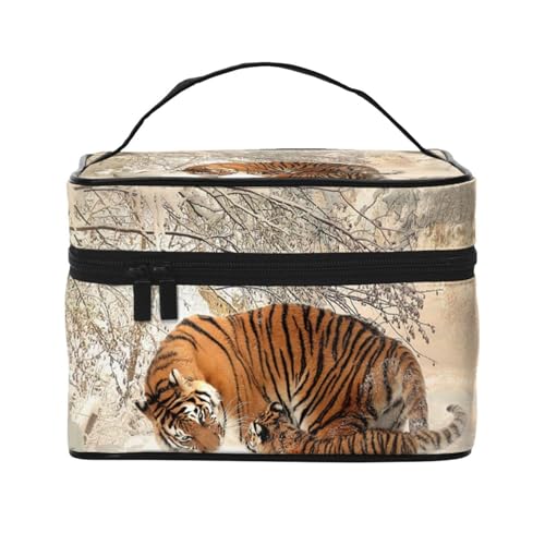 Tigerbaby Tigerfamilie jung, Make-up-Tasche, Kosmetiktasche, tragbare Reise-Kulturtasche, Federmäppchen von TRUIGYN