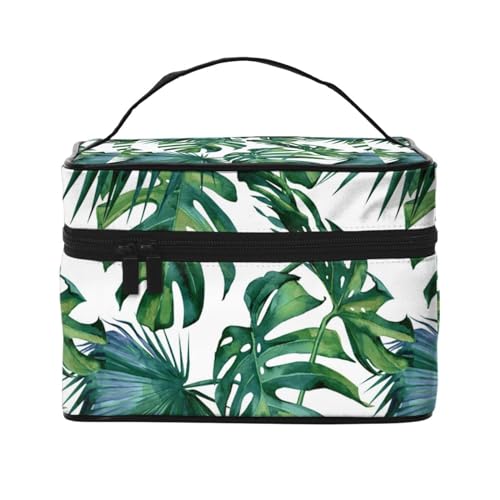 Tropische Palmblätter, Make-up-Tasche, Kosmetiktasche, tragbare Reise-Kulturtasche, Federmäppchen von TRUIGYN
