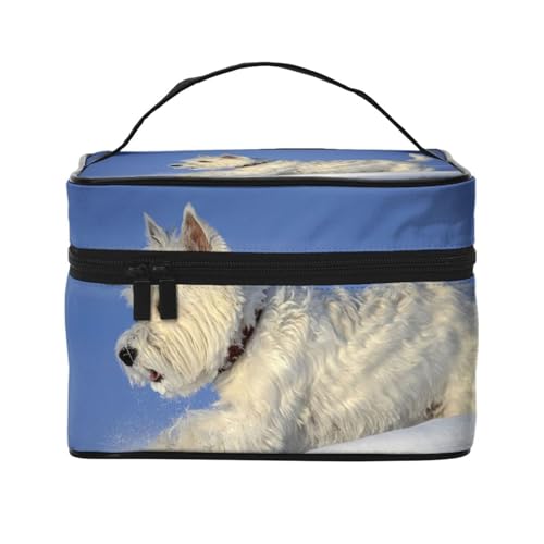 Westie Winter West Highland White Terrier Hunde, Make-up-Tasche, Kosmetiktasche, tragbare Reise-Kulturtasche, Federmäppchen von TRUIGYN