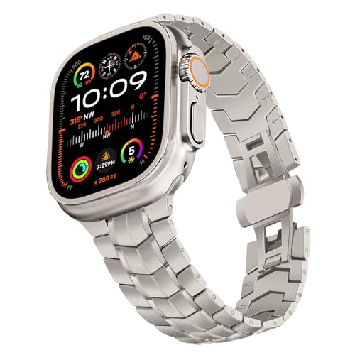 TRUMiRR 49mm 45mm 44mm 42mm Kompatibel mit Apple Watch Armband, Edelstahl Gliederarmband Ersatzarmbänder Geeignet für iWatch Ultra 2/Ultra,Series 9/8/7/6/5/4/3/2/1/SE von TRUMiRR