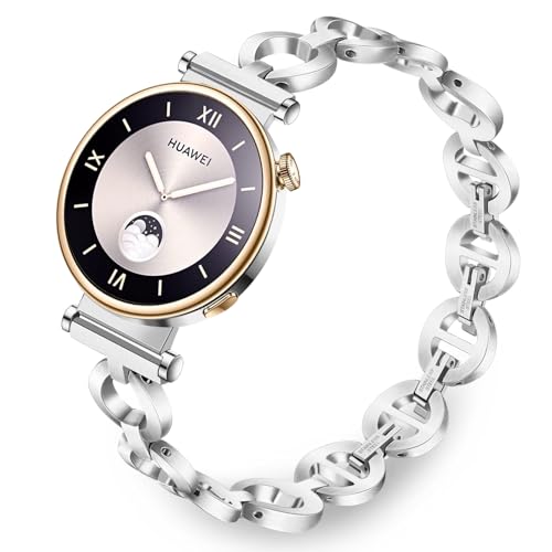 TRUMiRR Kompatibel mit Huawei Watch GT 4 41mm Armband, 18mm Mesh Gewebte Edelstahl Uhrenarmband Metall Armband für Huawei Watch GT 4 41mm Gold von TRUMiRR