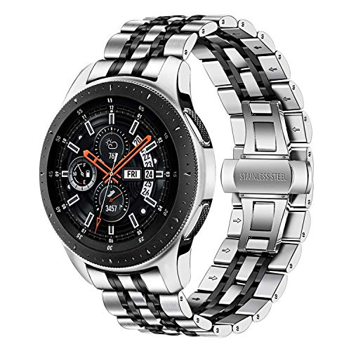 TRUMiRR Kompatibel mit Samsung Galaxy Watch 46mm Armband, 22mm Edelstahl Armband Curved End Uhrenarmband Schmetterling Schnalle für Galaxy Watch 46mm (Nicht für Galaxy Watch 4 Classic 46mm) von TRUMiRR
