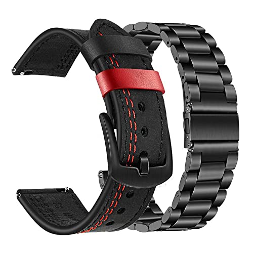 TRUMiRR Ersatz für Huawei Watch GT 4 46mm/GT 3 Pro 46mm/GT 46mm/GT 2 Pro Leder Armband, 22MM Edelstahl Gewebtes Mesh Metall Armband Ersatzband für Amazfit GTR 3 Pro/Xiaomi Mi Watch von TRUMiRR