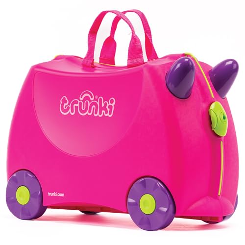 Trunki Handgepäck und Kinderkoffer zum Draufsitzen | Kinder Risen Geschenk für Mädchen und Jungen | Trolley Trixie (Rosa) von TRUNKI