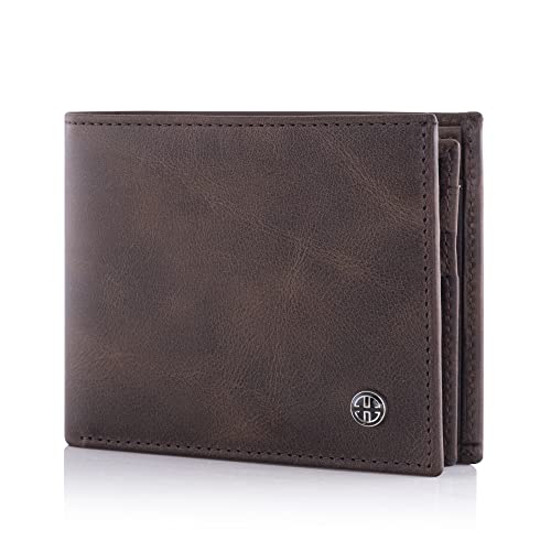 TRUSADOR Savona Classic Herren Geldbörsen Leder Bifold mit RFID Geldbörse für Männer Geschenkbox, Braun, Classic von TRUSADOR