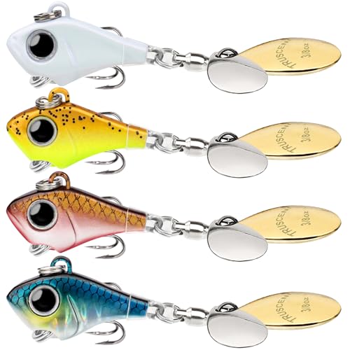 TRUSCEND Wide Search Cover VIBE Tail Spinner, Easy Catch-Angelköder mit Vibration, Schwimmen, Jigging-Aktion, BKK Super Slide Sharp Haken, präziser Langwurf-Angelkreisel für Barsch, Forelle, Crappie von TRUSCEND