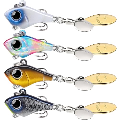 TRUSCEND Wide Search Cover VIBE Tail Spinner, Easy Catch-Angelköder mit Vibration, Schwimmen, Jigging-Aktion, BKK Super Slide Sharp Haken, präziser Langwurf-Angelkreisel für Barsch, Forelle, Crappie von TRUSCEND