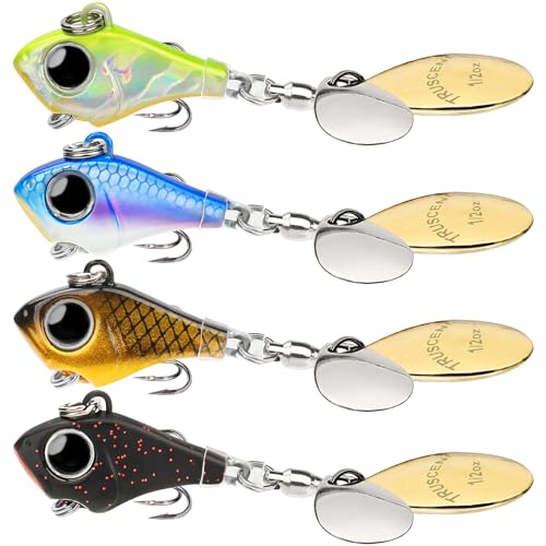 TRUSCEND Wide Search Cover VIBE Tail Spinner, Easy Catch-Angelköder mit Vibration, Schwimmen, Jigging-Aktion, BKK Super Slide Sharp Haken, präziser Langwurf-Angelkreisel für Barsch, Forelle, Crappie von TRUSCEND