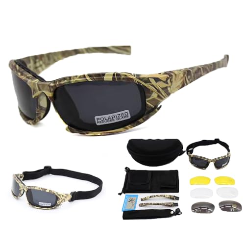 Tactical Eyewear 4LS Herren Military X7 Polarisierte Sonnenbrille Kugelsichere Airsoft Brillen Smoke Objektiv Motorrad Radfahren Brillen, Camouflage polarized von Tryway