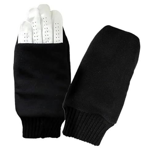 TRgqify-KM Schwarz Winddichte, langlebige Winter-Golfhandschuhe for Herren und Damen, Fäustlinge, warmes Fleece, for Hochziehen, weicher Golfer-Trainingshandschuh(Type1 2Pair,L) von TRgqify-KM