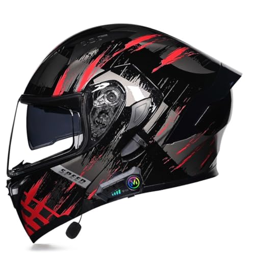 Motorrad-Gegensprechanlage Helm-Headsets Drahtlose Kommunikation Interphone BT 5.0 Musik Teilen 10 Fahrer (Color : #13, Size : M(54-55cm)) von TS TAC-SKY