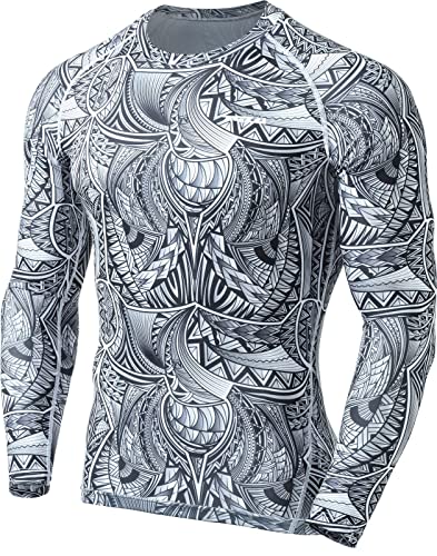 TSLA Herren Langarm-Kompressionsshirts mit UPF 50+, sportliches Trainingsshirt, Ausschlagschutz für Wassersport, Mud01 1pack - Maui, L von TSLA