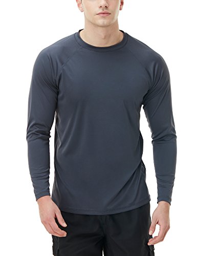 TSLA Herren Rash Guard Swim Shirts, UPF 50+ Loose-Fit Langarmhemden, Quick Dry Cool Running Workout SPF/UV T-Shirts Bademode Top, Mss03 1pack - Charcoal, L von TSLA