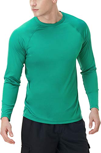 TSLA Herren Rash Guard Swim Shirts, UPF 50+ Loose-Fit Langarmhemden, Quick Dry Cool Running Workout SPF/UV T-Shirts Bademode Top, Mss03 1pack - Green, M von TSLA