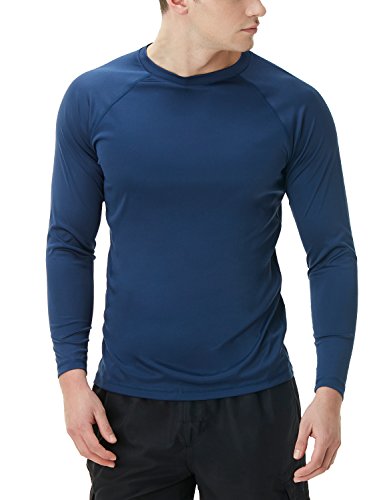 TSLA Herren Rash Guard Swim Shirts, UPF 50+ Loose-Fit Langarmhemden, Quick Dry Cool Running Workout SPF/UV T-Shirts Bademode Top, Mss03 1pack - Navy, L von TSLA