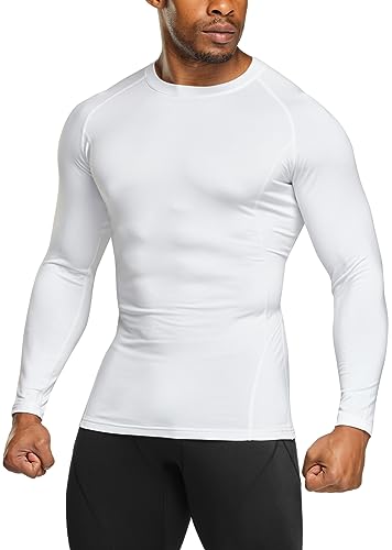 TSLA Thermale Kompressionsunterw채sche Wintergear Sport Langarm-Shirt mit Fleece-Futter f체r Herren, Yud54 1pack - White, 3XL von TSLA