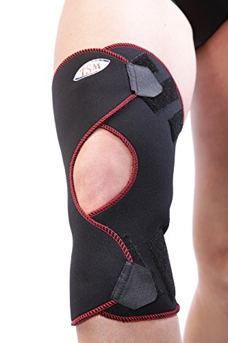 TSM Sportbandage Kniebandage Pro, offen mit Patellaaussparung und Noppen, Schwarz, L, 5174 von TSM