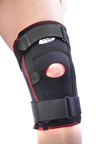 TSM Sportbandage Kniebandage aktiv, offen, mit Patellaaussparung und DGchiene, Schwarz, M, 5209 von TSM