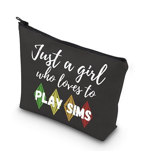 Game Lover Gift Video Game Bag Just A Girl Who Loves To Play Sims Makeup Bag Sim Game Gift, Beige, Sims spielen von TSOTMO