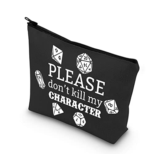 Novelty Gamer Gift Please Don't Kill My Character Zipper Pouch DND Dice Storage Bag, White, Kill Character von TSOTMO