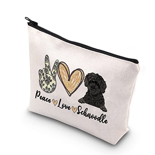 Schnoodle Mama Geschenk Peace Love Schnudel, niedliche Make-up-Tasche für Hundeliebhaber, beige, Plschnoodle von TSOTMO